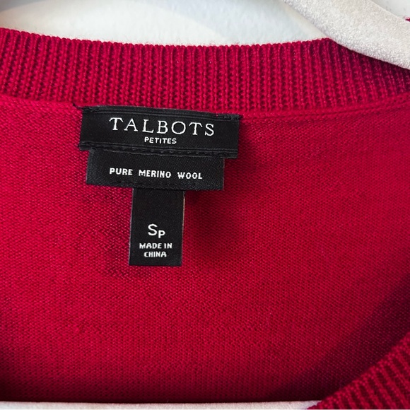 Talbots Pure Merino Wool Cropped Cardigan Red Petite Small Button Closure - Picture 2 of 5